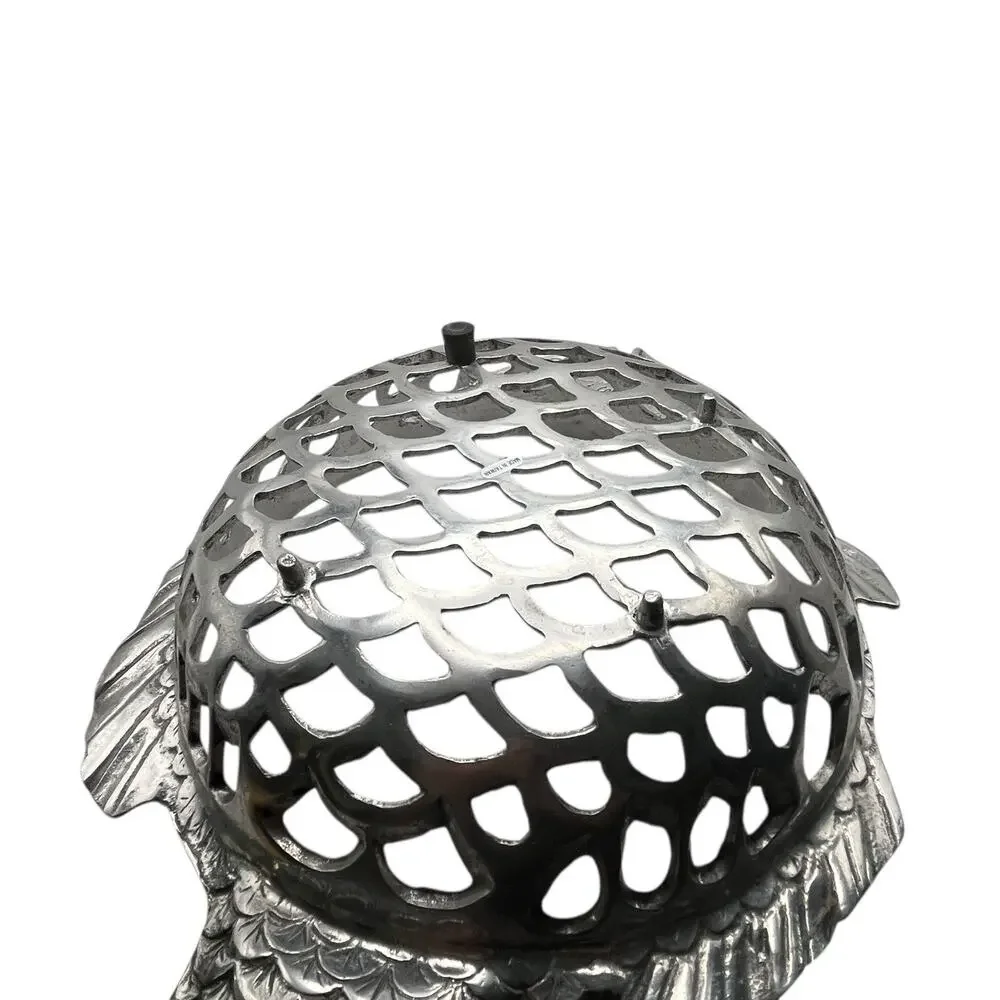 Fish Basket 1995 A & E Court Aluminum Bread Fruit Basket Retro Chic Red Eye